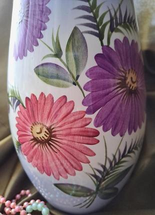 Чудесная большая ваза для цветов фаянс ручная роспись буды ссср
