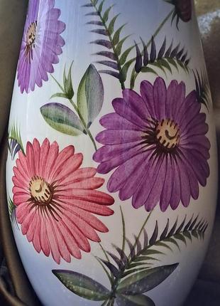 Чудесная большая ваза для цветов фаянс ручная роспись буды ссср