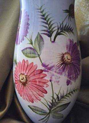 Чудесная большая ваза для цветов фаянс ручная роспись буды ссср