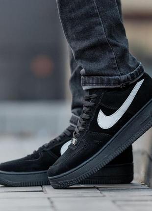 ❄️nike air force 1 low black suede❄️ кроссовки мужские зимние с мехом, кроссовки най человекски зимние с мехом, кроссовки найк зима