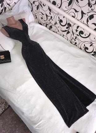 Платье 👗 блестит с разрезом спереди