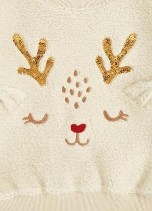 Теплий м'який плюшевий світшот новорічна кофта для дівчинки бренд george великобританія2 фото