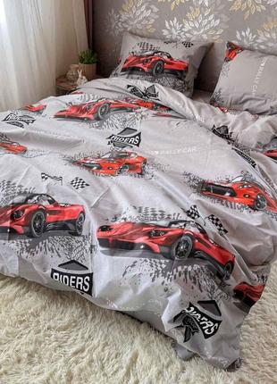 Натуральная постель для настоящего гонщика с гонками с машинками с машинами для парня