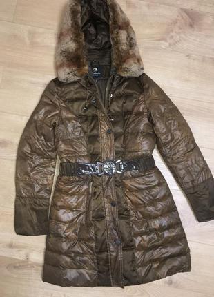 Теплое пальто с мехом оригинал пальтошко пуховик3 фото