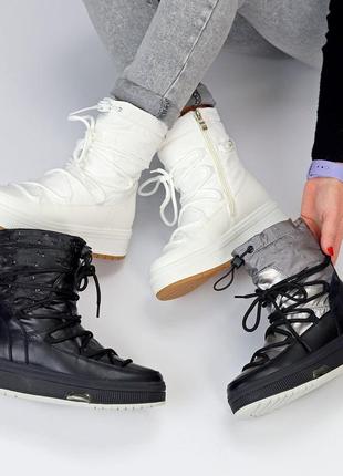 Зимові дутіки дутики чоботи черевики ботінки ботинки сапоги, шкіра хутро, кожа мех 36-41