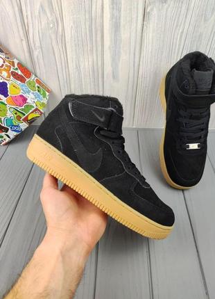 Кроссовки мужские осень - зима nike air force 1 high winter black