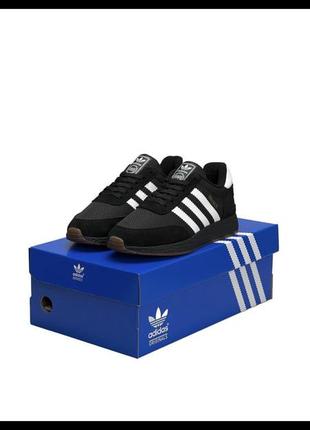 Adidas originals iniki  fleece termo all black white stripes gum