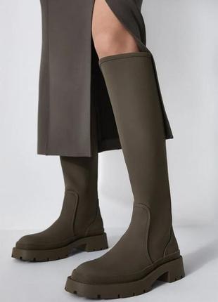 Zara rubber boots khaki / zara гумові чоботи колір хакі