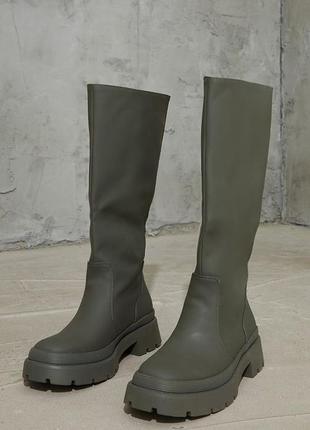 Zara rubber boots khaki / zara сапоги резиновые цвет хаки2 фото
