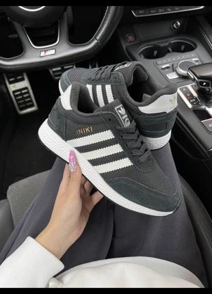 Adidas originals iniki  fleece termo dark grey white stripes