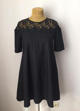 Оригинальное нарядное платье с кружевом на кокетке, размер прим l-xl1 фото