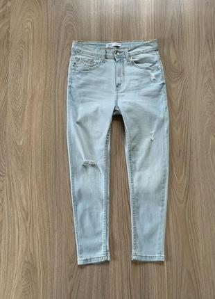 Мужские стрейчевые зауженые джинсы zara skinny cropped9 фото