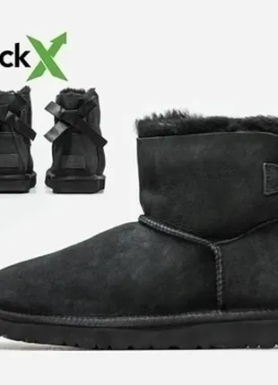 Угги замшеві зимові на хутрі ugg mini bailey bow❤️❄️