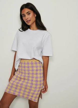 Тепла спідниця na-kd knitted checkered skirt