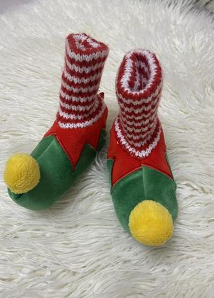 Новогодние пинетки носочки красные зеленые1 фото