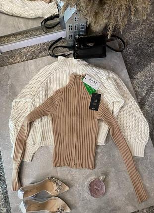 Светр на замок na-kd ribbed high neck zipped knitted sweater4 фото