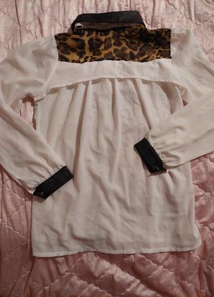 Блузка с эко воротничком. леопардовые акценты3 фото