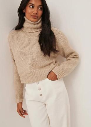 Теплий светр na-kd knitted melange high neck sweater