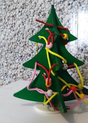Шнуровка елка с игрушками с дерева детская игра3 фото