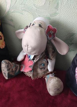Кашемірова іграшка лялька овечка в одязі, handmade7 фото