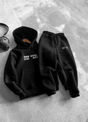 Спортивний костюм утеплений оверсайз чорний