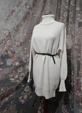 Платье свитер с горлом вязаное платье оверсайз3 фото