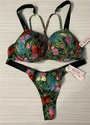 Купальник victoria’s secret swim топ bombshell add-2-cups push-up размер 34b (75b), плавки s. виктория сикрет