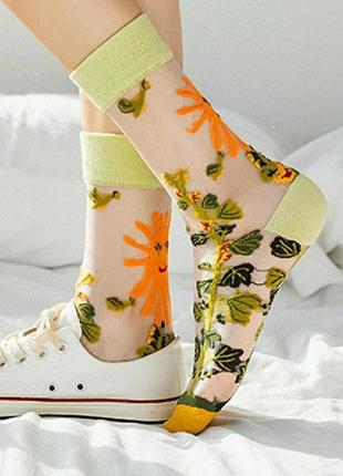 Нові прозорі шкарпетки з вишивкою3 фото