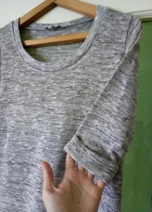 Серый середбистый свободный лонгслив свитер свитшот удлин низ2 фото