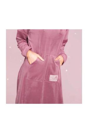 Рожева велюрова домашня сукня esmara, l, xl4 фото