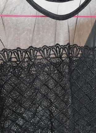 Шикарная чёрная майка в сеточку с кружевом от zara3 фото
