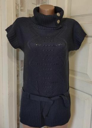 Тёплая туника вязаное платье кофта свитер.1 фото