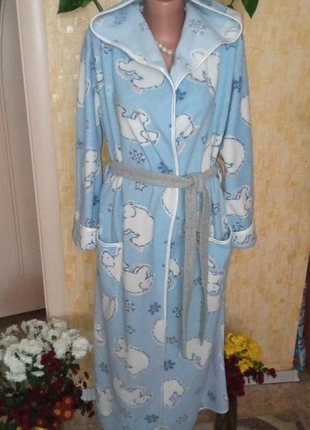 Флисовый халат белый медведь/халатик/домашняя одежда9 фото