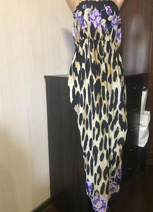 Платье в пол леопардовое с цветами