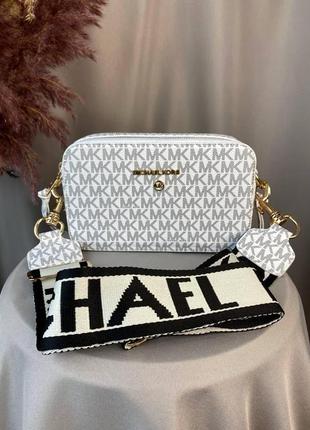 Женская сумочка michael kors, кожаная сумка белая через плечо мишель корс