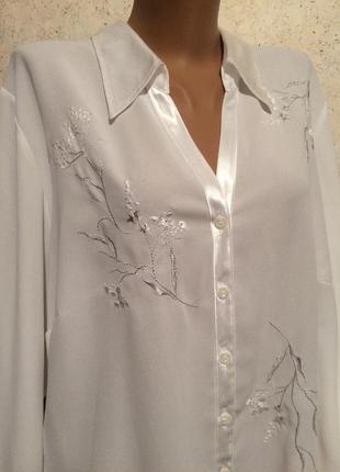 Блуза белая большого размера. вышивка