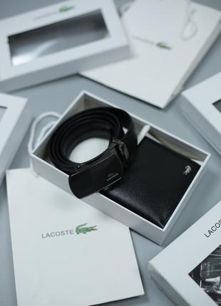 Lacoste комплект набір подарунок лакосте гаманець кошелек ремінь ремень