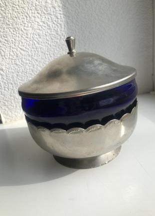 Кобальтова вазочка ( синє скло)1 фото