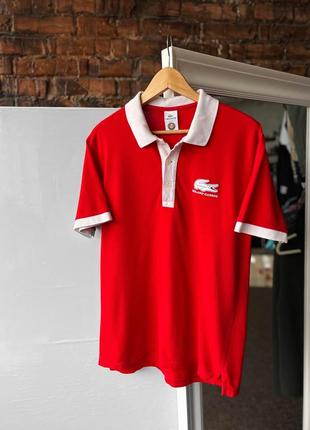 Lacoste x roland garros men’s red rare short sleeve polo shirt коллекционное поло