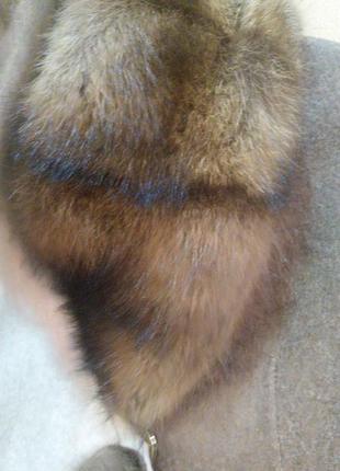 Пальто альпака двустороннее olive fur8 фото