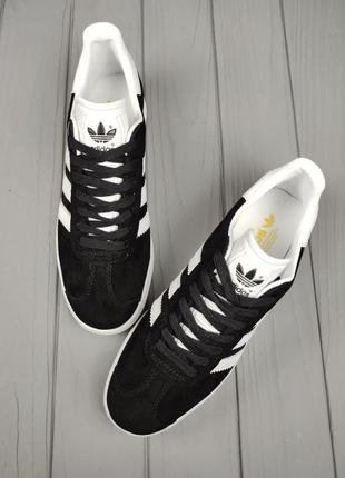 Adidas gazelle black white5 фото