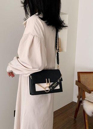 Чорно-біла сумка жіноча з еко шкіри клатч сумка-клатч5 фото
