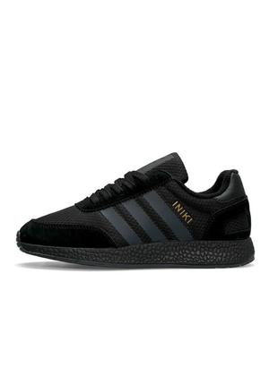 Теплі жіночі замшеві чорні кросівки на флісі в стилі adidas iniki 🆕 кросівки осінь-зима1 фото