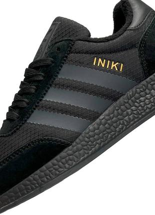 Теплі жіночі замшеві чорні кросівки на флісі в стилі adidas iniki 🆕 кросівки осінь-зима6 фото