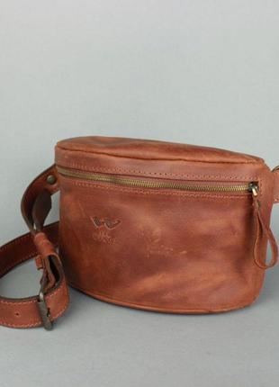 Шкіряна поясна сумка світло-коричнева вінтажна3 фото