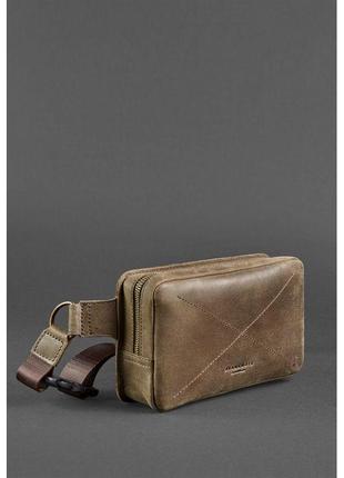 Кожаная поясная сумка dropbag mini темно-коричневый crazy horse3 фото
