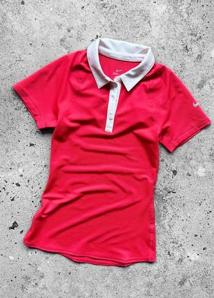 Nike dri-fit women's pink sport polo shirt женское, спортивное поло4 фото