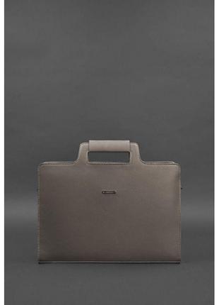 Женская кожаная сумка для ноутбука и документов темно-бежевая2 фото