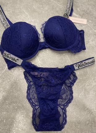 Комплект білизни victoria’s secret зі стразами набір вікторія сікрет з камінням
