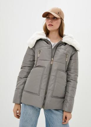 Короткая куртка на теплую зиму серая | 74611